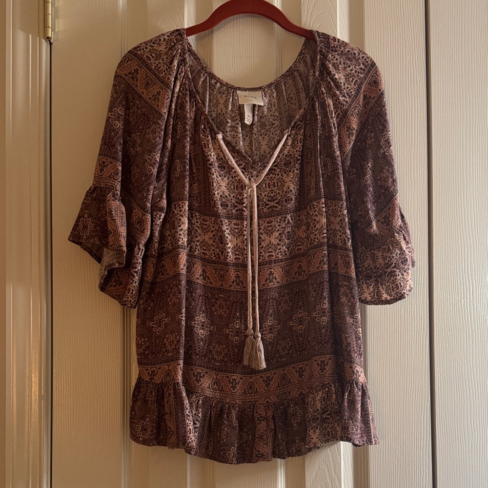 🌸 Knox Rose Boho Peasant Top – Size XL